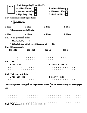 Đề ôn tập học kỳ I môn Toán Lớp 3
